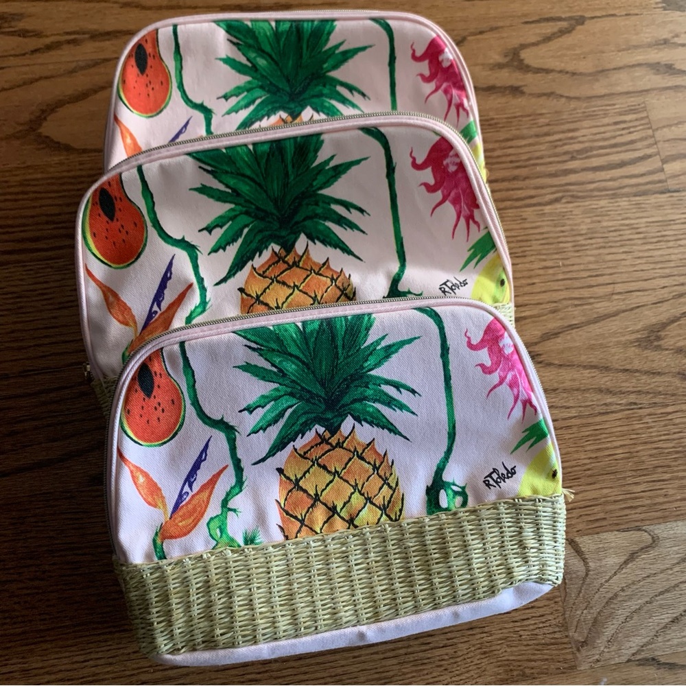 3 ESTÉE LAUDER Makeup Cosmetic Bag Tropical Print.